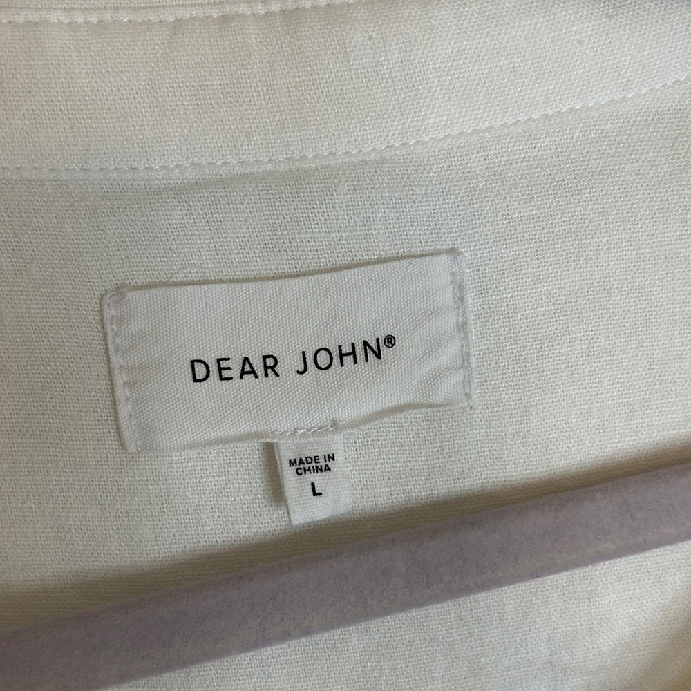 Dear John White Linen/Cotton Button Front Romper Flutter Sleeve Womens Large - Picture 2 of 9